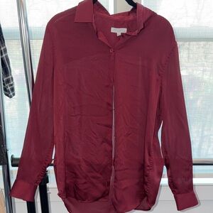 Equipment Deep Red Sheer Blouse